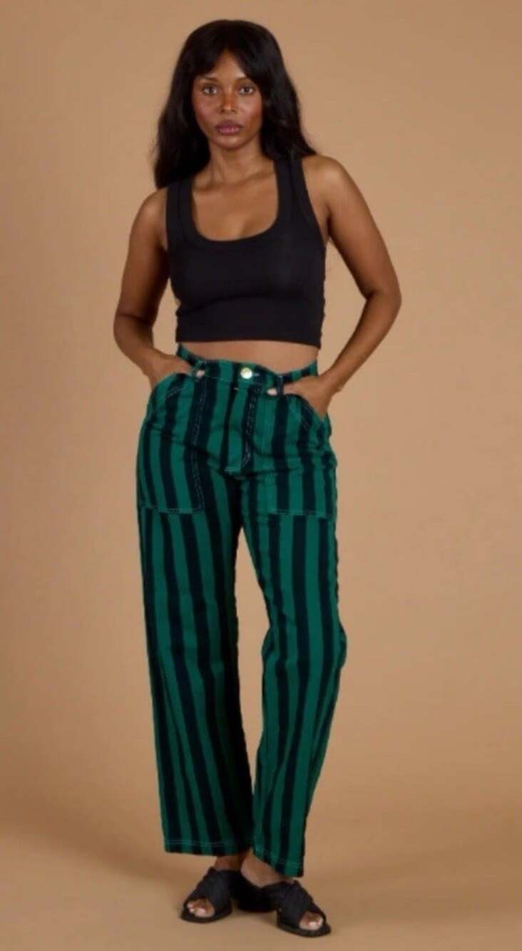 Big Bud Press Striped Work Pants Hunter Green/Black XS Hipster City Urban